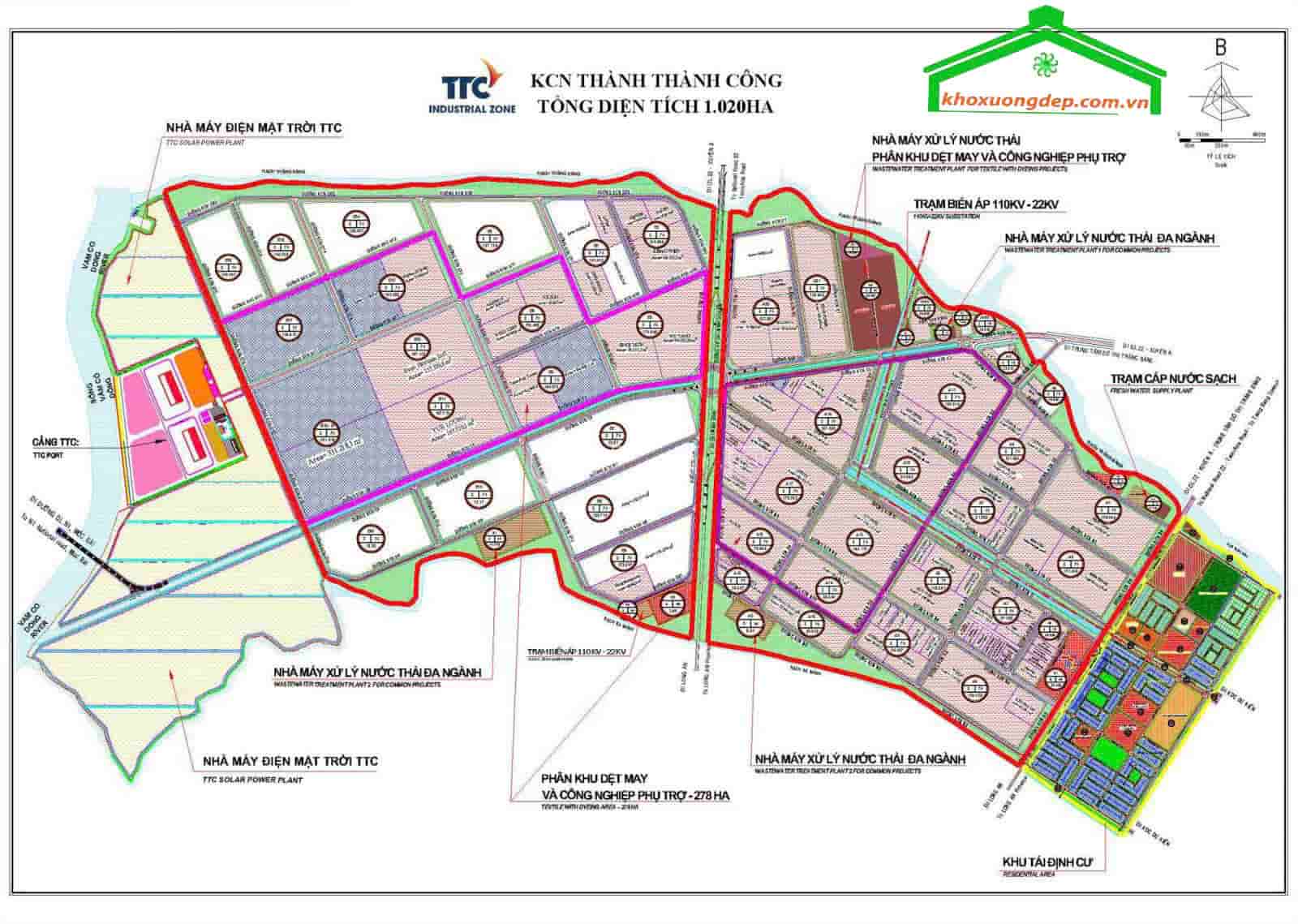 Bản đồ quy hoạch của khu công nghiệp Thành Thành Công