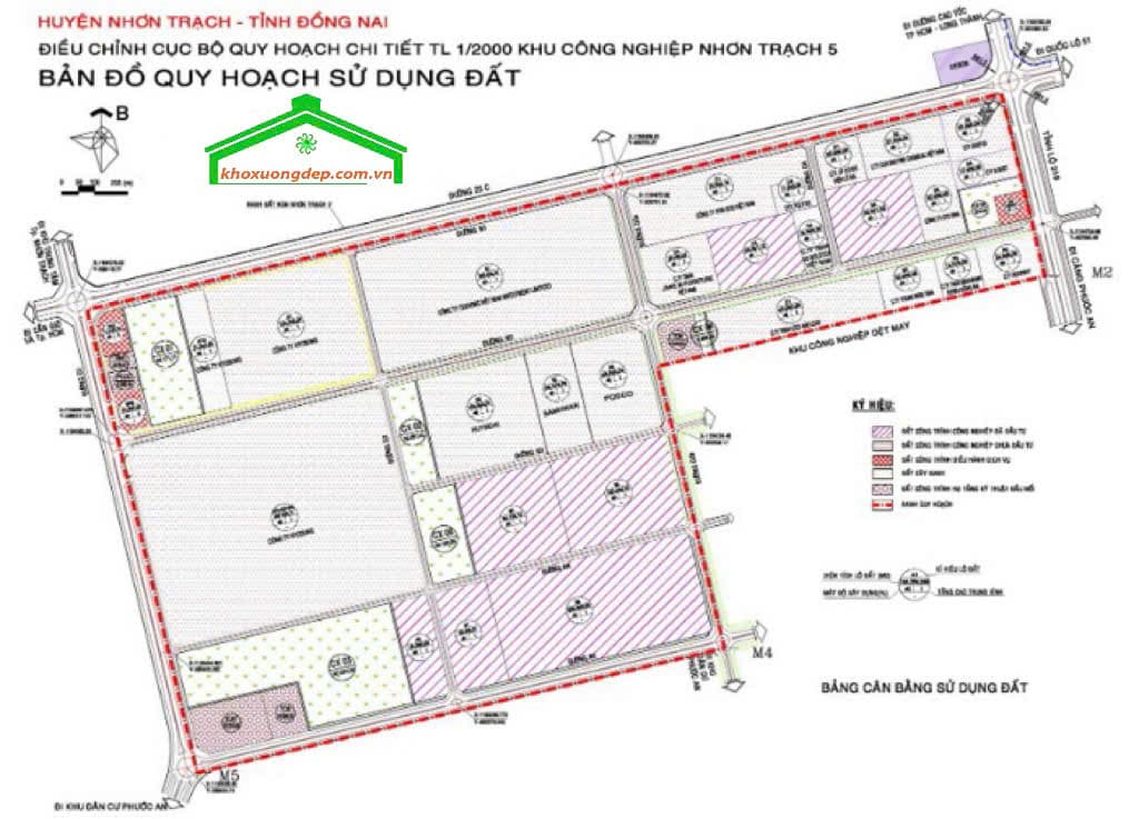 Bản đồ quy hoạch của khu công nghiệp Nhơn Trach 5, Đồng Nai