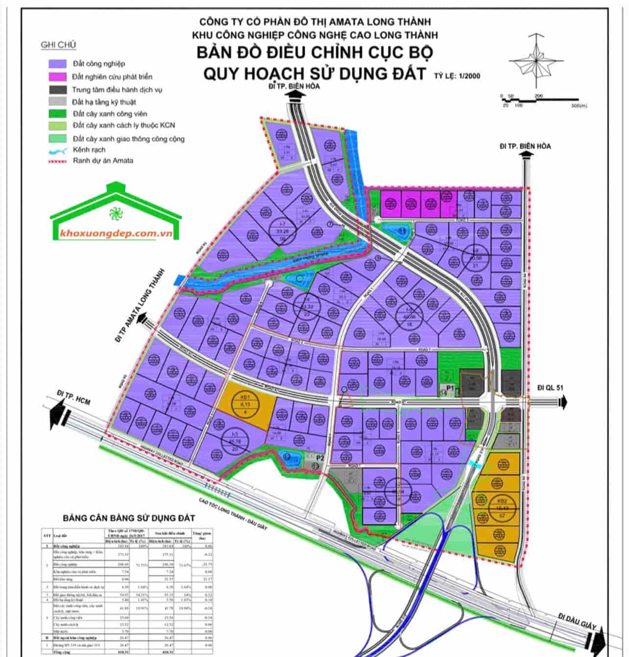 Bản đồ quy hoạch khu công nghiệp Amata Long Thành