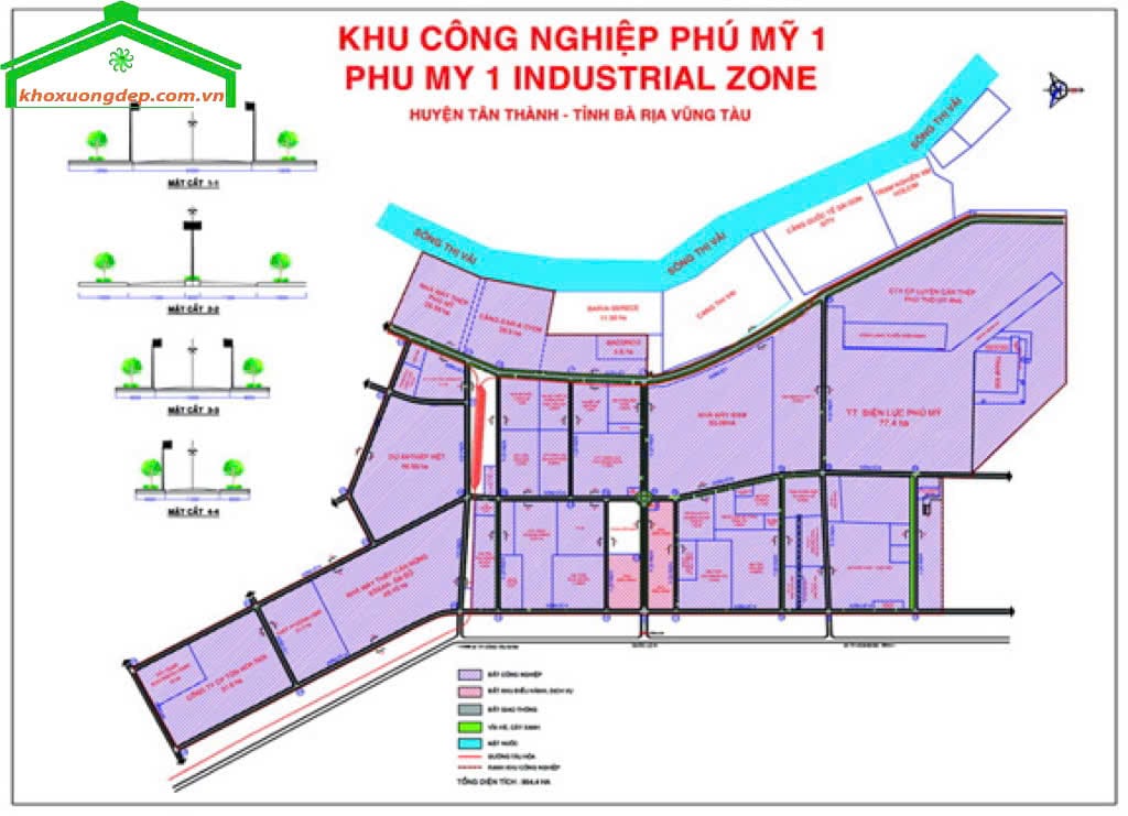 Bản đồ diện tích sử dụng trong KCN Phú Mỹ 1