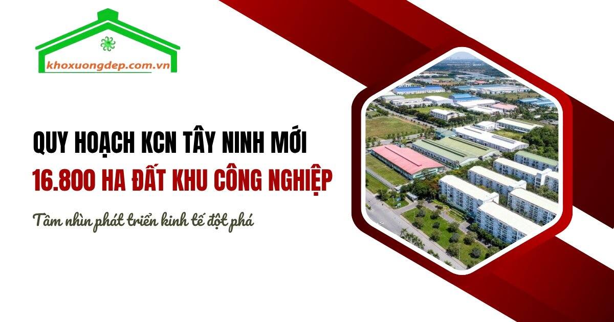 Toàn cảnh một góc khu công nghiệp hiện đại tại Tây Ninh. Với Quy hoạch KCN Tây Ninh mới lên đến 16.800 ha sau sáp nhập Long An, tỉnh đang mở ra không gian phát triển công nghiệp mạnh mẽ, thu hút đầu tư và kiến tạo tương lai phồn thịnh.