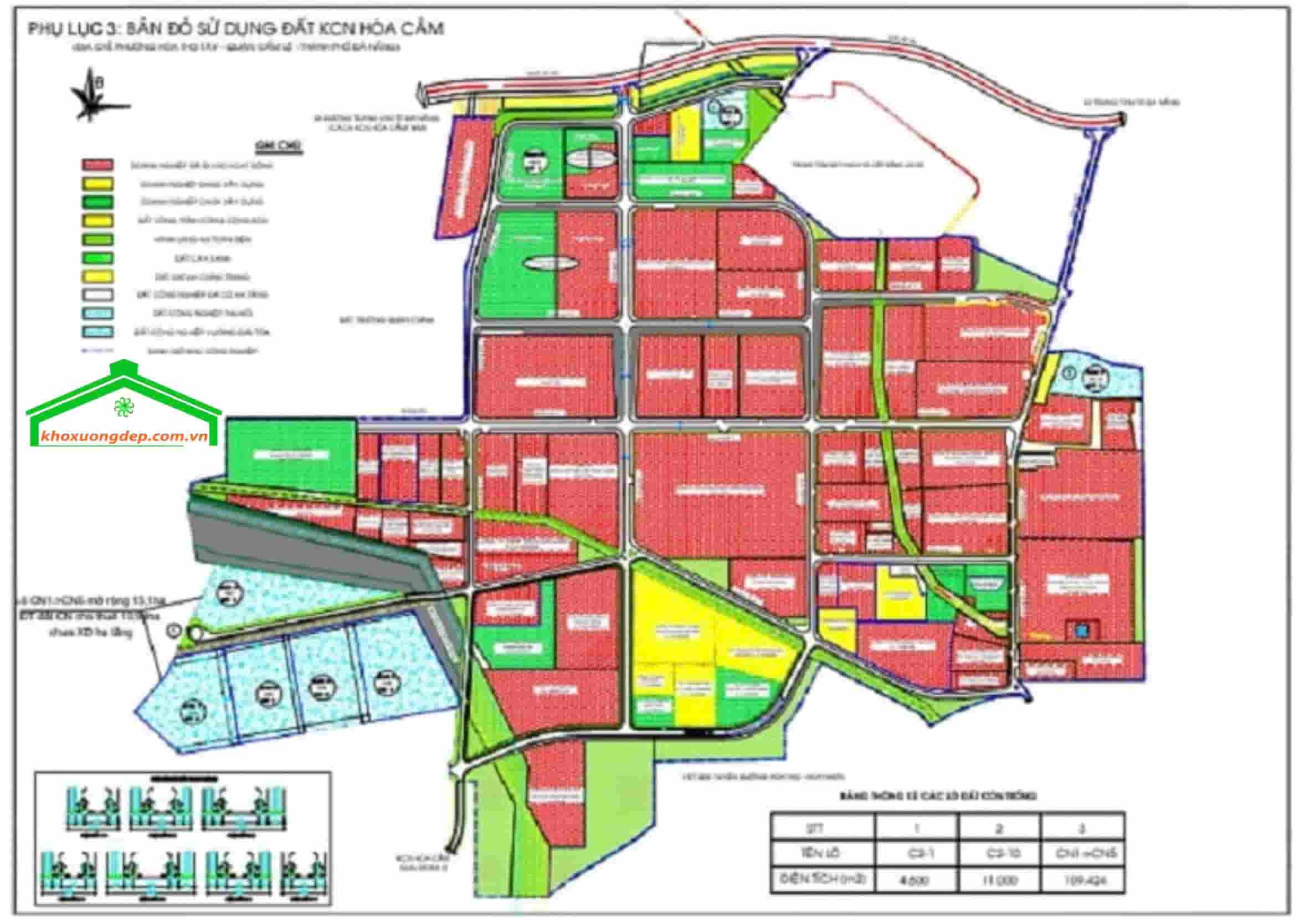 Quy mô, diện tích của khu công nghiệp Hoà Cầm, Đà Nẵng