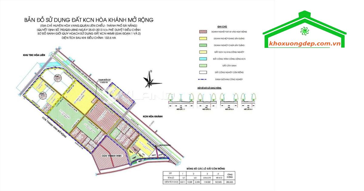 Sơ đồ quy hoạch chi tiết KCN Hòa Khánh mở rộng tại Đà Nẵng – vị trí thuận lợi, hạ tầng đồng bộ