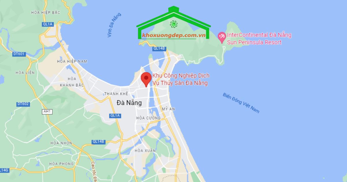 Vị trí Khu công nghiệp Dịch vụ thủy sản Đà Nẵng tại phường Sơn Trà, thành phố Đà Nẵng