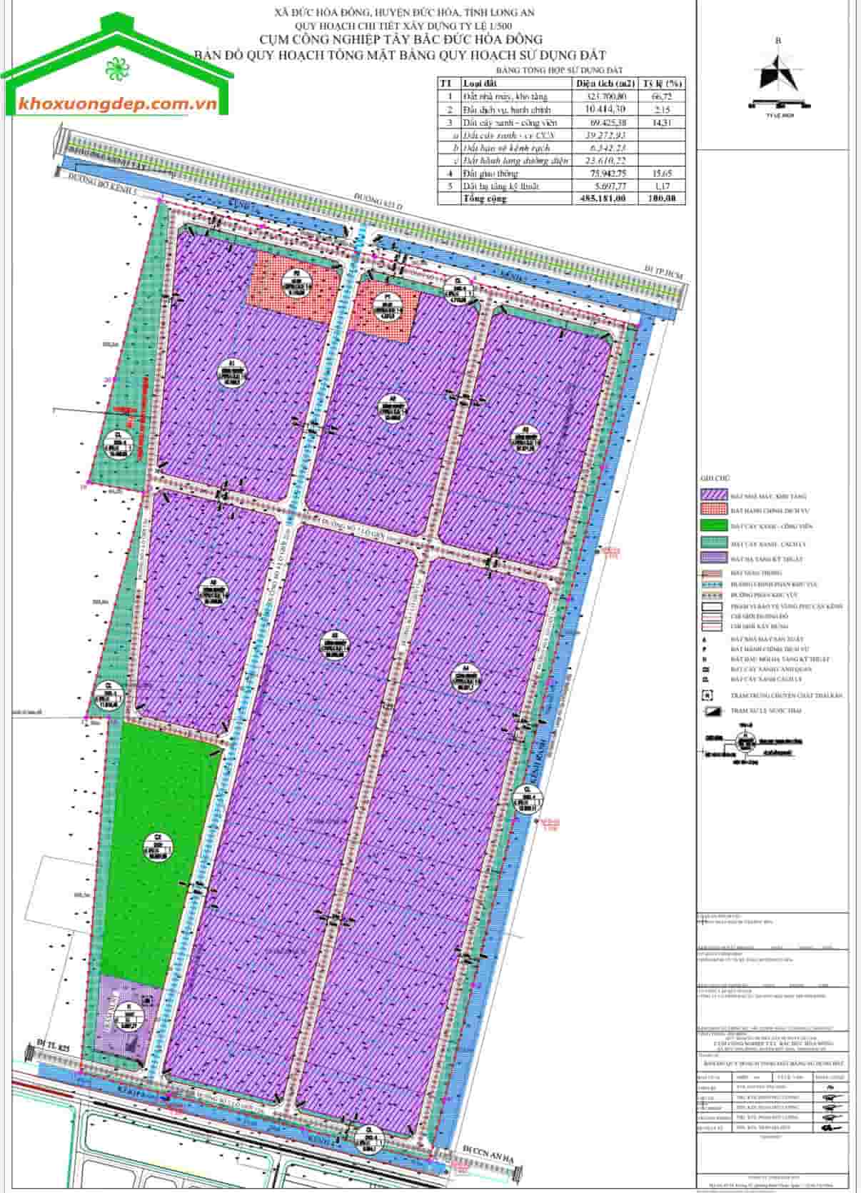 Bản đồ sử dụng đất Cụm công nghiệp Tây Bắc Đức Hòa Đông