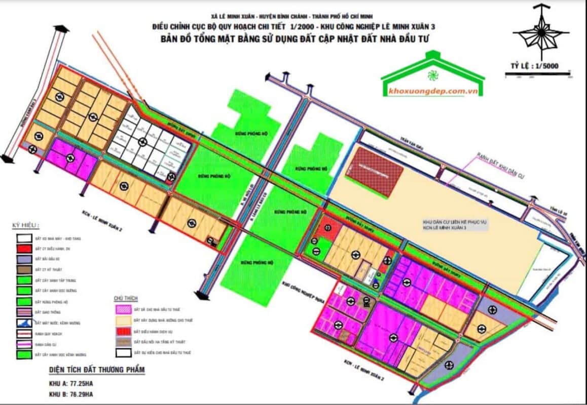 Bản đồ sử dụng đất Khu công nghiệp Lê Minh Xuân 3
