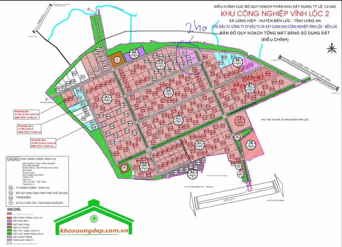 Bản đồ sử dụng đất Khu công nghiệp Vĩnh Lộc 2